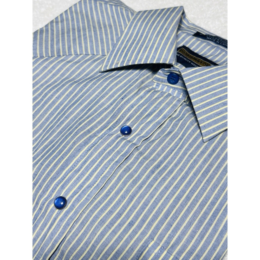 Panhandle Slim Shirt Men's Blue/White Stripe Blue Pearl Snap Western/Cowboy